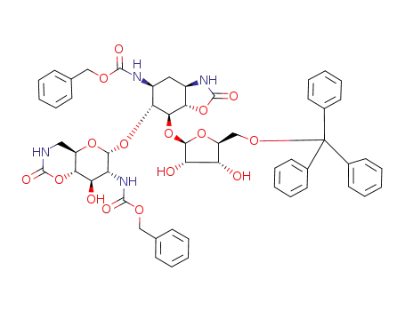 3,2'-bis-1,6:6',4'-N,O-dicarbonyl-5''-O-(triphenylmethyl)ribostamycin
