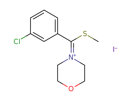 Molecular Structure of 76591-84-9 (Morpholinium, 4-[(3-chlorophenyl)(methylthio)methylene]-, iodide)