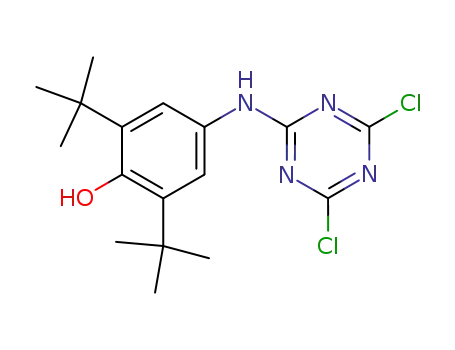 Molecular Structure of 976-09-0 (Phenol,
4-[(4,6-dichloro-1,3,5-triazin-2-yl)amino]-2,6-bis(1,1-dimethylethyl)-)