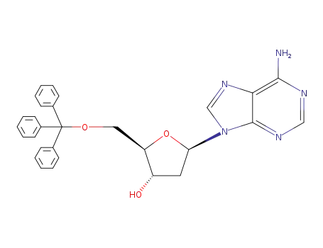 Molecular Structure of 66503-49-9 (9-(2-deoxy-5-O-tritylpentofuranosyl)-9H-purin-6-amine)