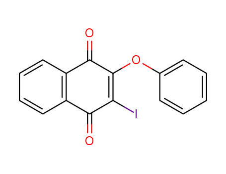 Molecular Structure of 160246-88-8 (1,4-Naphthalenedione, 2-iodo-3-phenoxy-)
