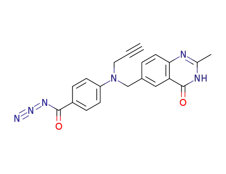 Molecular Structure of 126513-13-1 (Benzoyl azide,
4-[[(1,4-dihydro-2-methyl-4-oxo-6-quinazolinyl)methyl]-2-propynylamino]
-)