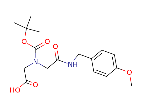 Molecular Structure of 194996-03-7 (Glycine,
N-[(1,1-dimethylethoxy)carbonyl]-N-[2-[[(4-methoxyphenyl)methyl]amino]
-2-oxoethyl]-)