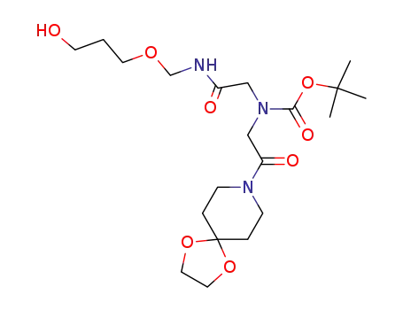 [2-(1,4-dioxa-8-aza-spiro[4.5]dec-8-yl)-2-oxo-ethyl]-{[(3-hydroxy-propoxymethyl)-carbamoyl]-methyl}-carbamic acid tert-butyl ester