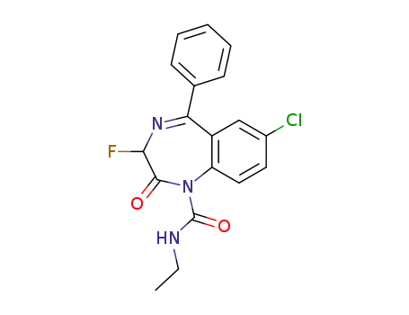 Molecular Structure of 62659-62-5 (1H-1,4-Benzodiazepine-1-carboxamide,
7-chloro-N-ethyl-3-fluoro-2,3-dihydro-2-oxo-5-phenyl-)