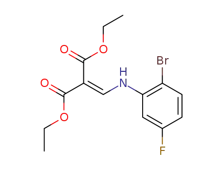 Molecular Structure of 655236-27-4 (Propanedioic acid, [[(2-bromo-5-fluorophenyl)amino]methylene]-,
diethyl ester)