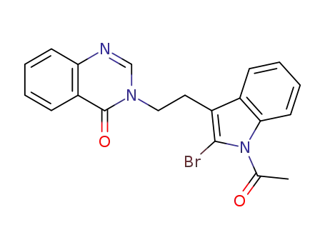 Molecular Structure of 807354-70-7 (1H-Indole, 1-acetyl-2-bromo-3-[2-(4-oxo-3(4H)-quinazolinyl)ethyl]-)