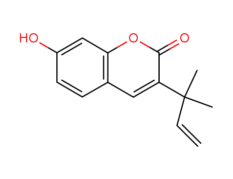Molecular Structure of 56881-08-4 (7-Hydroxy-3-(1,1-dimethylprop-2-enyl)coumarin)