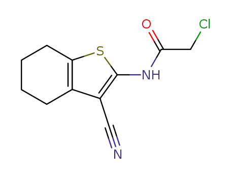Molecular Structure of 58125-40-9 (2-CHLORO-N-(3-CYANO-4,5,6,7-TETRAHYDRO-1-BENZOTHIOPHEN-2-YL)ACETAMIDE)