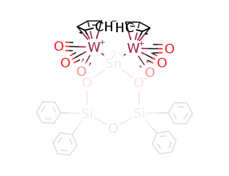cyclo-1,1-bis((η(5)-cyclopentadienyl)tricarbonyltungsten)-3,3,5,5-tetraphenyl-2,4,6-trioxa-3,5-disila-1-stannacyclohexane