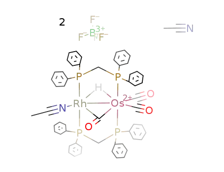 RhOs(CO)3(NCCH3)H((C6H5)2PCH2P(C6H5)2)2(2+)*2BF4(1-)*CH3CN=[RhOs(CO)3NC2H4(C6H5)8P4C2H4](BF4)2*CH3CN