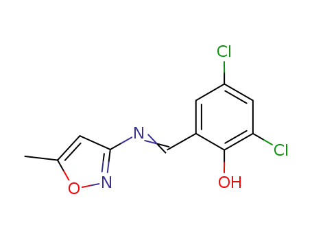 Molecular Structure of 88812-65-1 (Phenol, 2,4-dichloro-6-[[(5-methyl-3-isoxazolyl)imino]methyl]-)