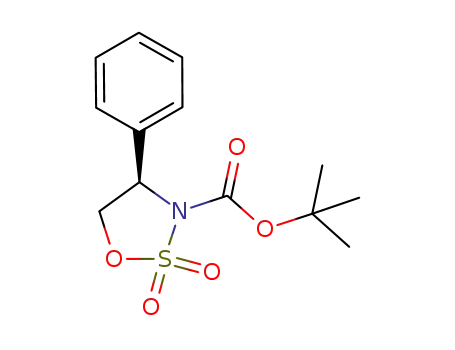 Molecular Structure of 1209467-60-6 (tert-butyl (4R)-2,2-dioxo-4-phenyl-1,2,3-oxathiazolidine-3-carboxylate)