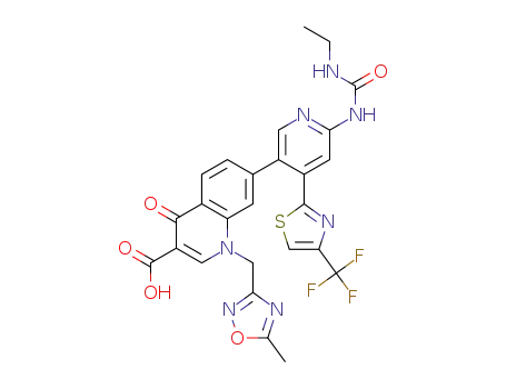 7-{6-[(ethylcarbamoyl)amino]-4-[4-(trifluoromethyl)-1,3-thiazol-2-yl]pyridin-3-yl}-1-[(5-methyl-1,2,4-oxadiazol-3-yl)methyl]-4-oxo-1,4-dihydroquinoline-3-carboxylic acid