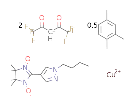 Cu(hexafluoroacetylacetonate)2(2-(1-butyl-1H-pyrazol-4-yl)-4,4,5,5-tetramethyl-4,5-dihydro-1H-imidazole-3-oxide-1-oxyl)*1/2C9H12 Cu(CH(COCF3)2)2(C14H23N4O2)*0.5C9H12, high temperature