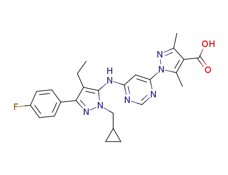 1-(6-{[1-(cyclopropylmethyl)-4-ethyl-3-(4-fluorophenyl)-1H-pyrazol-5-yl]amino}pyrimidin-4-yl)-3,5-dimethyl-1H-pyrazole-4-carboxylic acid