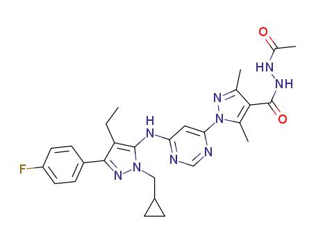 N'-acetyl-1-(6-{[1-(cyclopropylmethyl)-4-ethyl-3-(4-fluorophenyl)-1H-pyrazol-5-yl]amino}pyrimidin-4-yl)-3,5-dimethyl-1H-pyrazole-4-carbohydrazide