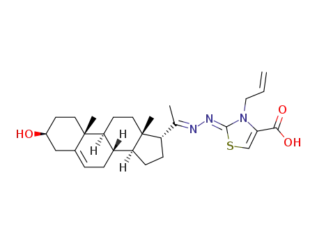 (Z)-3-allyl-2-((E)-(1-((8S,9S,10R,13S,14S,17R)-3-hydroxy-10,13-dimethyl-2,3,4,7,8,9,10,11,12,13,14,15,16,17-tetradecahydro-1H-cyclopenta[a]phenanthren-17-yl)ethylidene)hydrazono)-2,3-dihydrothiazole-4-carboxylic acid