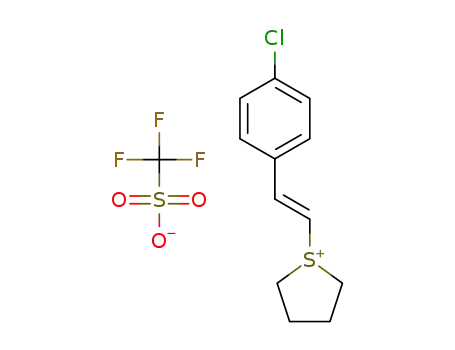 (E)-1-(4-chlorostyryl)tetrahydro-1H-thiophen-1-ium trifluoromethanesulfonate