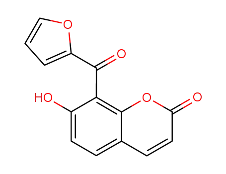Molecular Structure of 94740-05-3 (2H-1-Benzopyran-2-one, 8-(2-furanylcarbonyl)-7-hydroxy-)