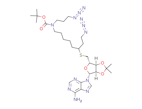 {6-[(3aS,4S,6R,6aR)-6-(6-Amino-purin-9-yl)-2,2-dimethyl-tetrahydro-furo[3,4-d][1,3]dioxol-4-ylmethylsulfanyl]-8-azido-octyl}-(3-azido-propyl)-carbamic acid tert-butyl ester