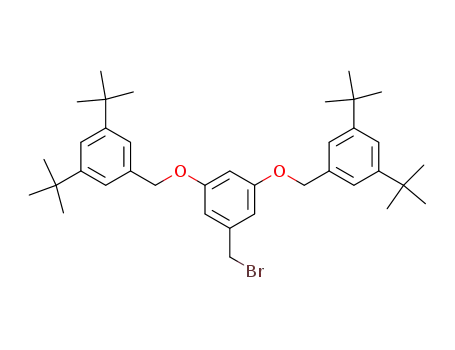 Molecular Structure of 213680-85-4 (Benzene,
1,3-bis[[3,5-bis(1,1-dimethylethyl)phenyl]methoxy]-5-(bromomethyl)-)