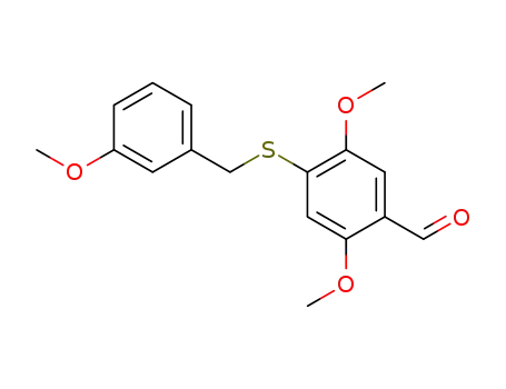 Molecular Structure of 648957-13-5 (Benzaldehyde, 2,5-dimethoxy-4-[[(3-methoxyphenyl)methyl]thio]-)