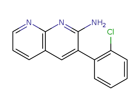 Molecular Structure of 845533-60-0 (1,8-Naphthyridin-2-amine, 3-(2-chlorophenyl)-)