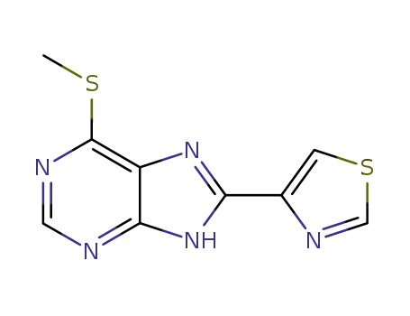Molecular Structure of 65911-14-0 (1H-Purine, 6-(methylthio)-8-(4-thiazolyl)-)