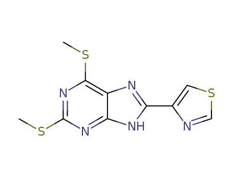 Molecular Structure of 65911-18-4 (1H-Purine, 2,6-bis(methylthio)-8-(4-thiazolyl)-)