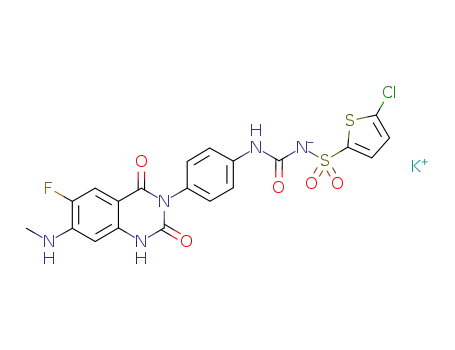 N-[(5-chlorothiophene-2-yl)sulfonyl]-N'-(4-(6-fluoro-7-(methylamino)-2,4-dioxo-1,2-dihydroquinazolin-3(4H)-yl)phenyl)urea potassium salt