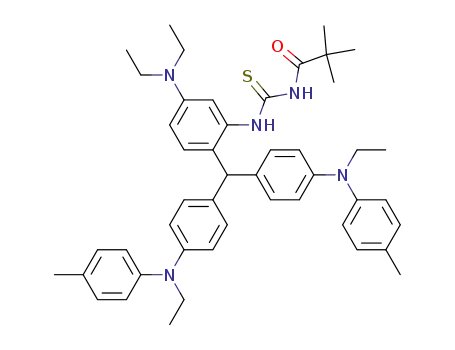 Molecular Structure of 64071-96-1 (Propanamide,
N-[[[2-[bis[4-[ethyl(4-methylphenyl)amino]phenyl]methyl]-5-(diethylamino
)phenyl]amino]thioxomethyl]-2,2-dimethyl-)