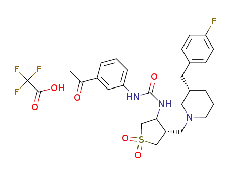 1-{(3S,4S)-4-[(S)-3-(4-fluorobenzyl)-piperidin-1-ylmethyl]-1,1-dioxo-tetrahydrothiophen-3-yl}-3-[3-acetylphenyl]-urea, trifluoroacetate salt