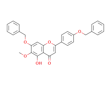 Molecular Structure of 28736-83-6 (4H-1-Benzopyran-4-one,
5-hydroxy-6-methoxy-7-(phenylmethoxy)-2-[4-(phenylmethoxy)phenyl]-)