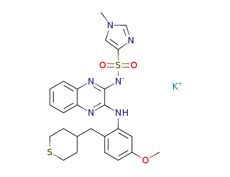 N-(3-{[5-methoxy-2-(tetrahydro-2H-thiopyran-4-ylmethyl)phenyl]amino}quinoxalin-2-yl)-1-methyl-1H-imidazole-4-sulfonamide potassium salt