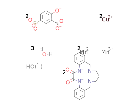 Mn(III)Mn(II)2(5-sulfosalicylate(3-))2(Cu(II)(2,3-dioxo-5,6,14,15-dibenzo-1,4,8,12-tetraazacyclopentadeca-7,13-diene))2(OH)(H2O)3
