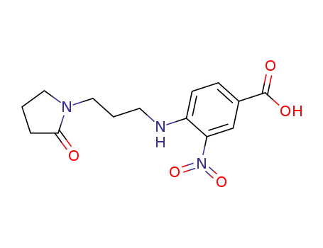 Molecular Structure of 312921-96-3 (Benzoic acid, 3-nitro-4-[[3-(2-oxo-1-pyrrolidinyl)propyl]amino]-)