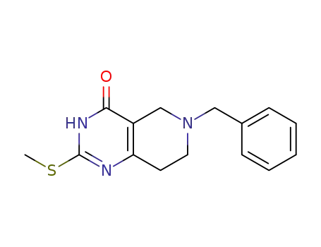 Molecular Structure of 1033-34-7 (6-benzyl-2-(methylsulfanyl)-5,6,7,8-tetrahydropyrido[4,3-d]pyrimidin-4(1H)-one)