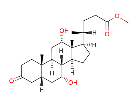 Molecular Structure of 14772-99-7 (methyl 7alpha,12alpha-dihydroxy-3-oxo-5beta-cholan-24-oate)