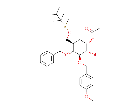 1-O-acetyl-4-O-benzyl-3-O-(4-methoxybenzyloxy)-6-O-thexyldimethylsilyl-5a-carba-α-D-glucopyranose