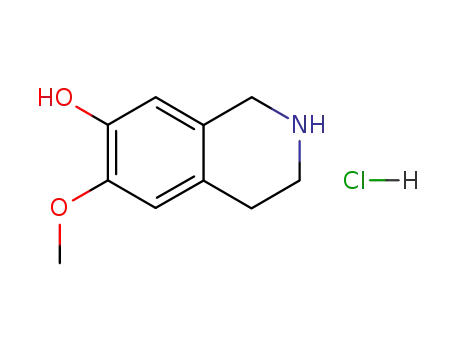 Molecular Structure of 1078-26-8 (7-Isoquinolinol, 1,2,3,4-tetrahydro-6-methoxy-, hydrochloride)