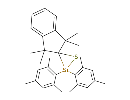 Molecular Structure of 110354-69-3 (Spiro[2H-indene-2,3'-thiasilacyclopropane],
1,3-dihydro-1,1,3,3-tetramethyl-2',2'-bis(2,4,6-trimethylphenyl)-)