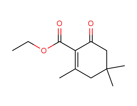 Molecular Structure of 80348-45-4 (1-Cyclohexene-1-carboxylic acid, 2,4,4-trimethyl-6-oxo-, ethyl ester)