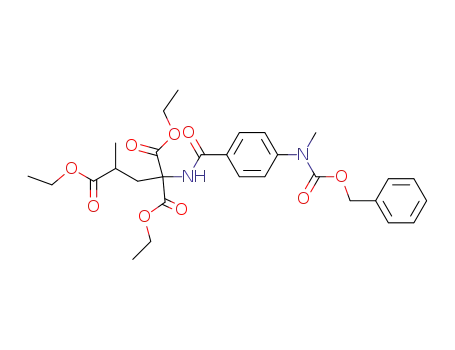 Molecular Structure of 112495-26-8 (1,1,3-Propanetricarboxylic acid,
3-methyl-1-[[4-[methyl[(phenylmethoxy)carbonyl]amino]benzoyl]amino]-,
triethyl ester)
