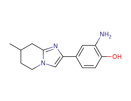 Molecular Structure of 141244-37-3 (Phenol,
2-amino-4-(5,6,7,8-tetrahydro-7-methylimidazo[1,2-a]pyridin-2-yl)-)