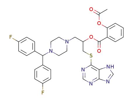 2-Acetoxy-benzoic acid 2-{4-[bis-(4-fluoro-phenyl)-methyl]-piperazin-1-yl}-1-(7H-purin-6-ylsulfanylmethyl)-ethyl ester
