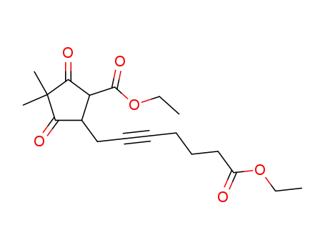 Molecular Structure of 63315-07-1 (Cyclopentanecarboxylic acid,
5-(7-ethoxy-7-oxo-2-heptynyl)-3,3-dimethyl-2,4-dioxo-, ethyl ester)