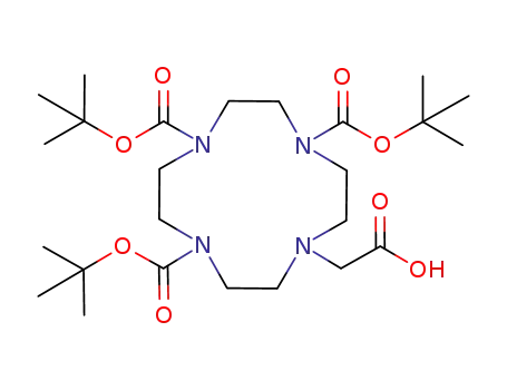 Molecular Structure of 247193-74-4 ((4,7,10-TRI-BOC-1,4,7,10-TETRAAZACYCLODECAN-1-YL)ACETIC ACID)
