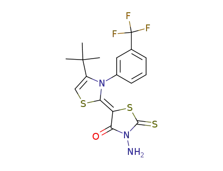 3-Amino-5-[4-tert-butyl-3-(3-trifluormethylphenyl)-2,3-dihydrothiazol-2-yliden]-2-thioxothiazolidin-4-on