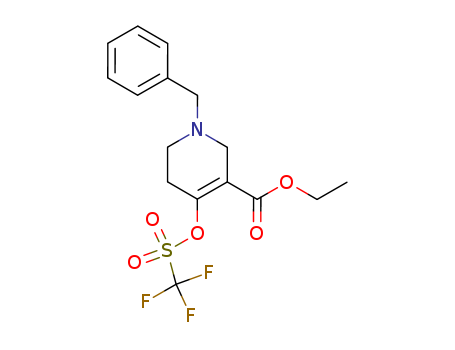 3-Pyridinecarboxylic acid,  1,2,5,6-tetrahydro-1-(phenylmethyl)-4-[[(trifluoromethyl)sulfonyl]oxy]-,  ethyl ester